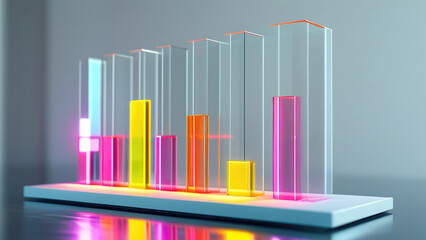 3D Glass Bar Chart: Transparent Visualization of Profits