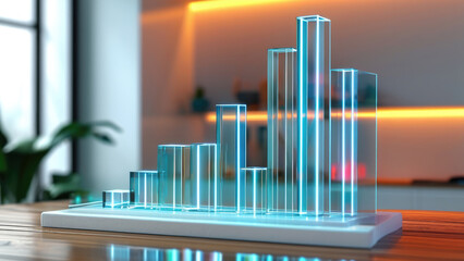 Obraz premium 3D Glass Bar Chart: Transparent Visualization of Profits