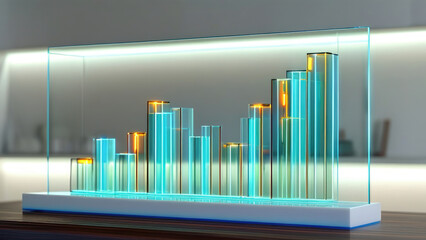 Obraz premium 3D Glass Bar Chart: Transparent Visualization of Profits