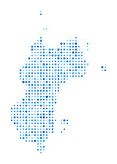 Fototapeta premium Mustique Dot Map. Island Digital Style Shape. Mustique vector image. Island shape with blue circular dots. Elegant vector illustration.