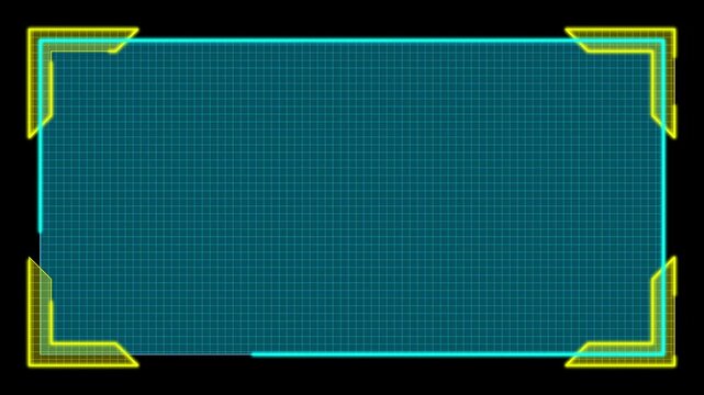 Digital display glowing neon tech frames backdrop set, text boxes. Three 8-second videos with continuous seamless loop from 1 to 7-second mark.