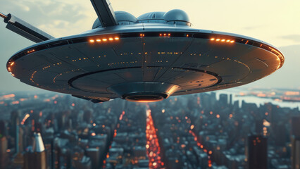 UFO Above the City: Mysterious Lights in the Sky
