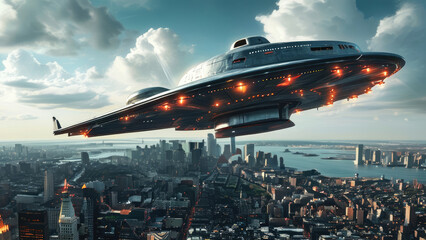 UFO Above the City: Mysterious Lights in the Sky