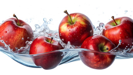 apples in water isolated on transparent background png