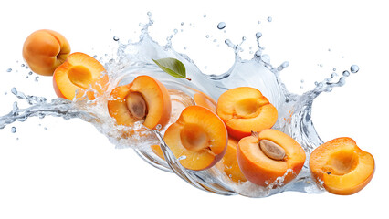apricots in water isolated on transparent background png