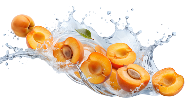 apricots in water isolated on transparent background png