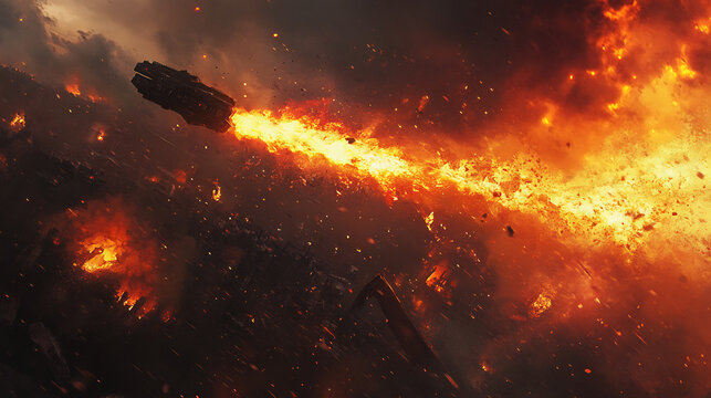 Flamer Weapon Firing in Combat, Intense Flames