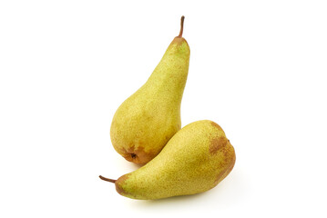 Green conference pears isolated on white background