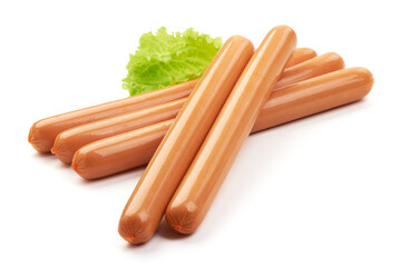Boiled sausages, isolated on white background