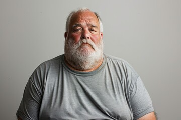 Obraz premium Overweight man with funny expression trying to lose weight at the gym.