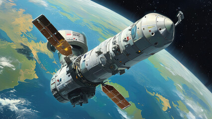 Obraz premium Military Satellite: Eyes in the Sky for Defense and Strategy