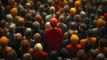 Obraz premium Specifc focus and highlighting of a sigle item in a crowd, hyperpersonalization