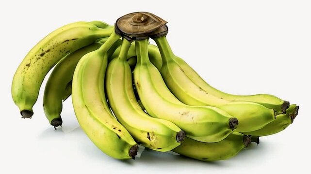 Banana bunch. Banana is a tropical, yellow, elongated fruit with a sweet, creamy flesh, rich in potassium and vitamin B6, encased in a peel. 