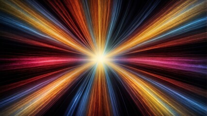 Bright colorful explosion effect with light beams