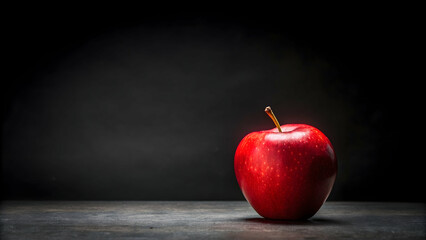 Red apple standing out against a black background, red, apple, fruit, black, background, contrast, vibrant, fresh, healthy, food