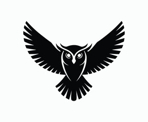 Obraz premium Owl bird silhouette editable EPS vector isolated illustration template on a white background