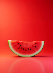happy Yalda night a slice of watermelon on a vertical red background 