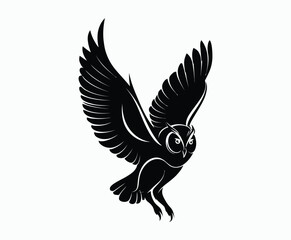 Obraz premium Owl bird silhouette editable EPS vector isolated illustration template on a white background