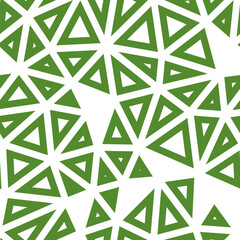 Minimal geometric background. Medium triangles size. Solid Color style. Geometric shapes outlined. Repeatable pattern. Green Harvest Bounty. Awesome vector tiles. Seamless vector illustration.