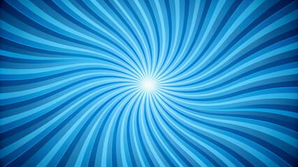 Abstract comic style blue swirl sunburst rays on plain horizontal background, abstract, comic, style, blue, swirl, sunburst