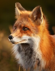 Fototapeta premium Isolated red fox with depth of field showcasing bushy tail and striking fur color