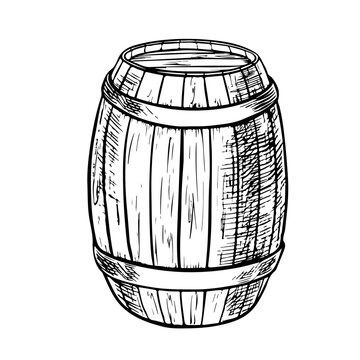 recommend clip art: Vector wooden barrel. Hand drawn vintage illustration in engraved style. Alcohol, wine, beer or whiskey old wood keg. Great for pub or restaurant menu, label, poster, logo.