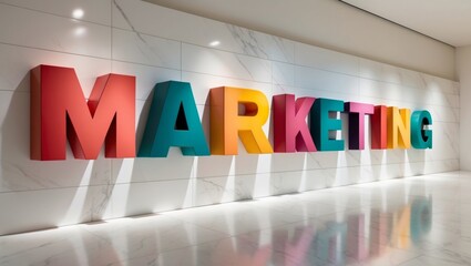 Large colorful marketing letters on wall
