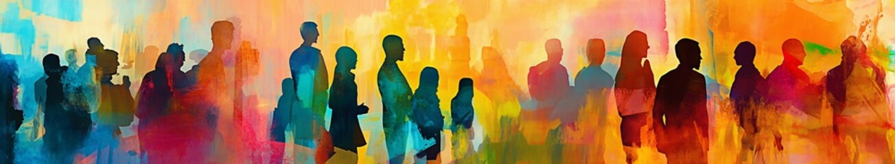 Colorful silhoutte of diverse faces, diversity, equity and inclusion