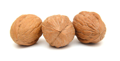 Stack Walnuts on white background