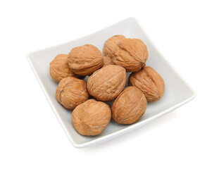 Stack Walnuts on white background