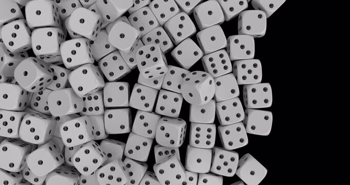 3D white dice transitions against alpha channels