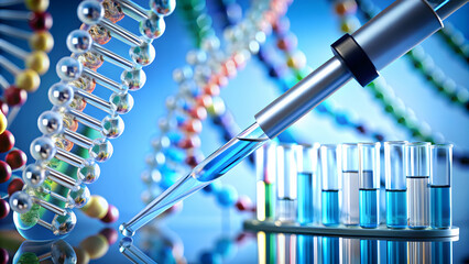 A sample of DNA being analyzed in a laboratory setting , DNA, genetics, research, analysis, biotechnology, science