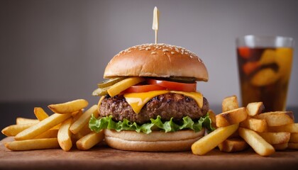 hamburger and fries