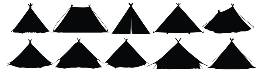 Camp tent silhouette set vector design big pack of tent illustration and icon © Catnip