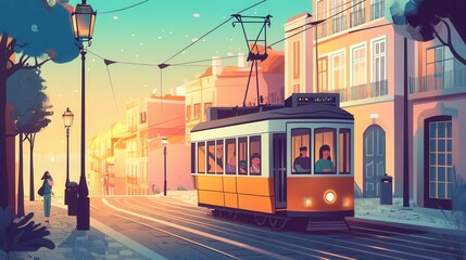 Obraz premium Vibrant City Tram