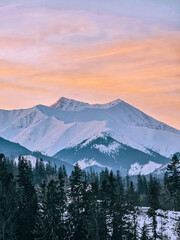 Sunset in Western Tatras at winter - Poland