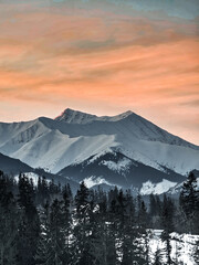 Sunset in Western Tatras at winter - Poland