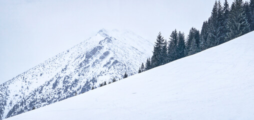 Snowy winter at Tatra Mountains in Poland