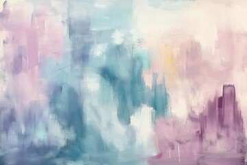 Fototapeta premium Abstract background featuring soft watercolor brushstrokes in pastel shades of light blue and lavender