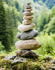 Conceptual Representation of Balance with Stones Stacked in Perfect Harmony