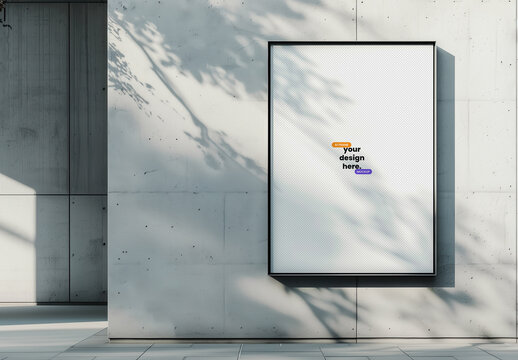 Poster Frame Mockup on an Exterior Wall of a Building with Generative AI