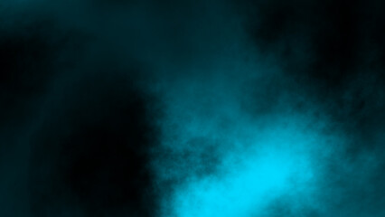 blue fog or smoke on black background.