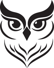 A black and white logo type owl silhouette design