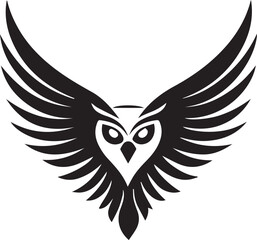 A black and white logo type owl silhouette design