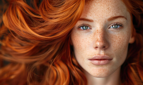 Elegant Portrait of a Beautiful Red-Haired Woman
