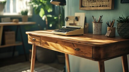Stylish writing desk with a built-in drawer and wood finish