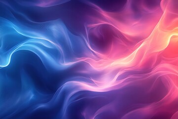 Obraz premium A high-resolution, minimalist abstract background featuring fluid waves of vibrant colors in shades of blue and purple.