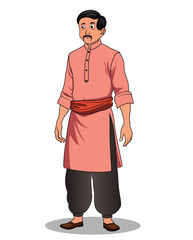 Indian village man cartoon character design