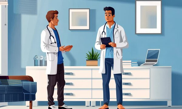 Two doctors are standing in a room, one of them holding a tablet Video
