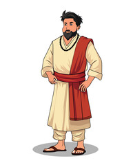 A village rich man cartoon character design